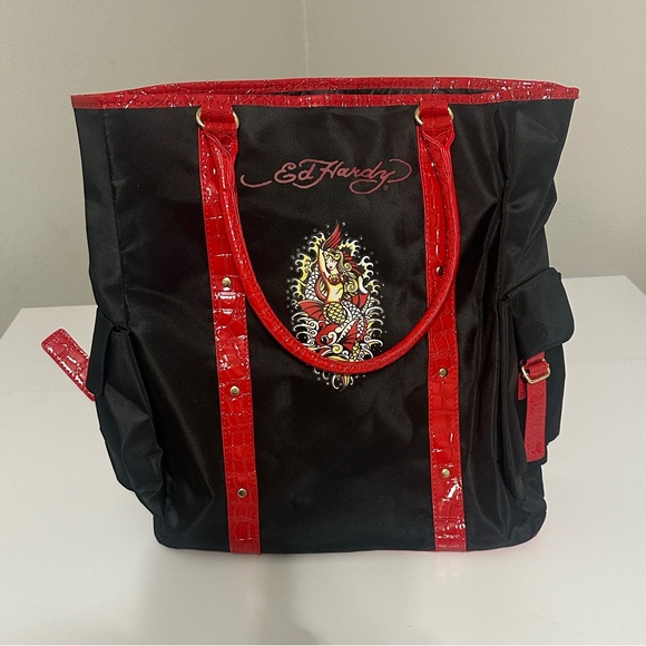 Ed Hardy Black and Red Tote Bag - Picture 1 of 10